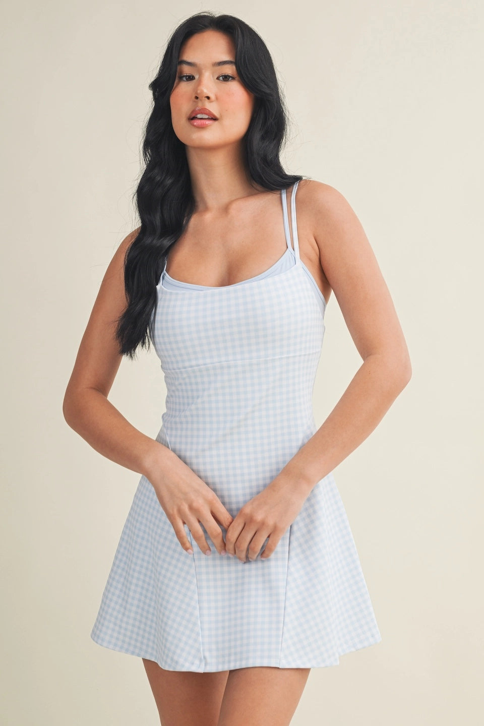 Double Layered Gingham Active Dress (Blue)