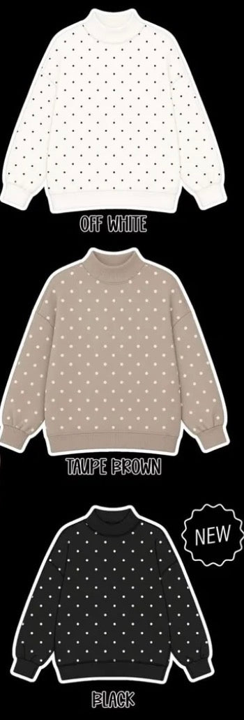 EMBROIDERED POLKA DOT MOCKNECK PREORDER