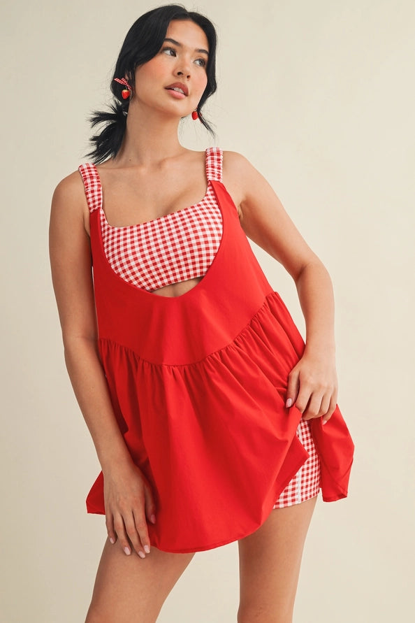 American Honey Double Layered Dress PREORDER RED