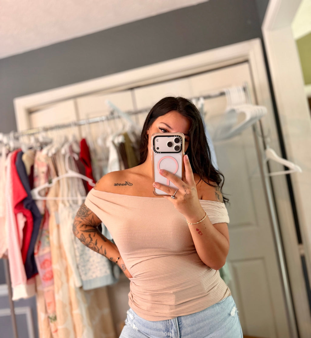 Mocha Off Shoulder Top
