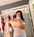 Mocha Off Shoulder Top