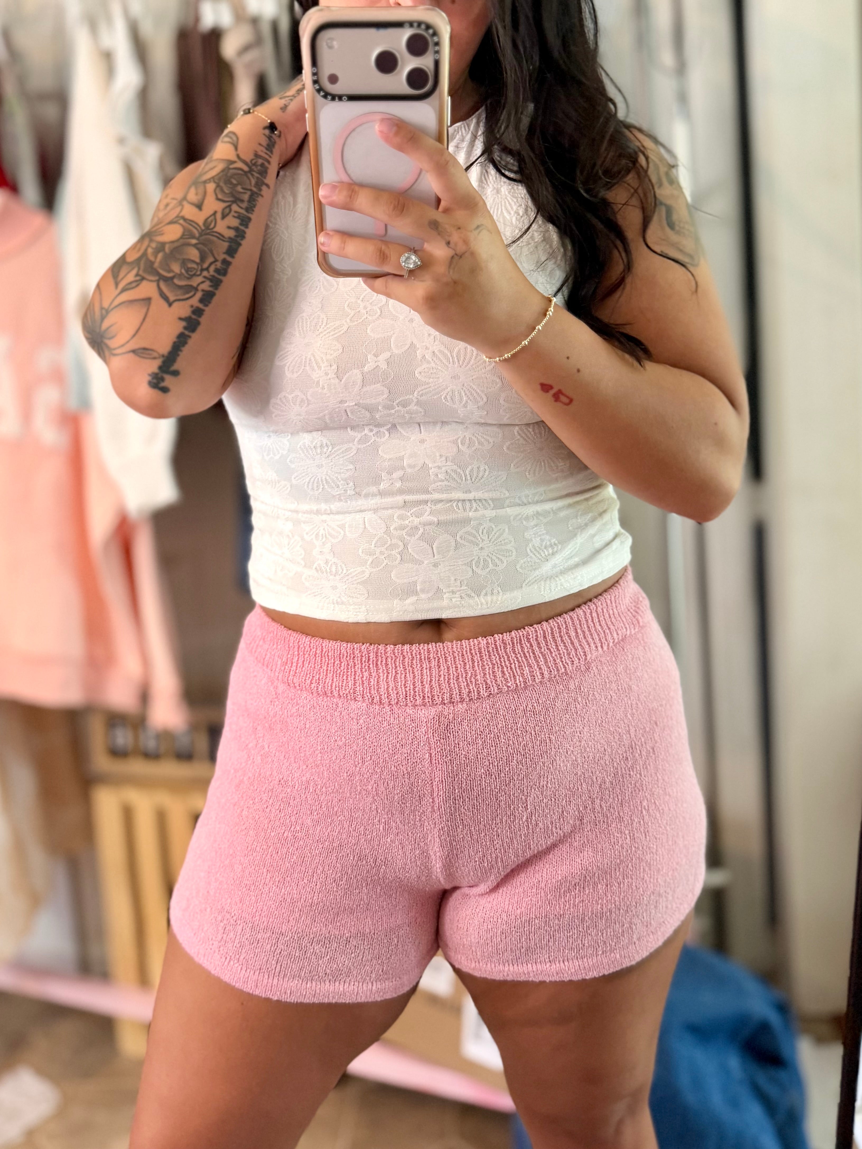 Pink Knit Double Lined Shorts