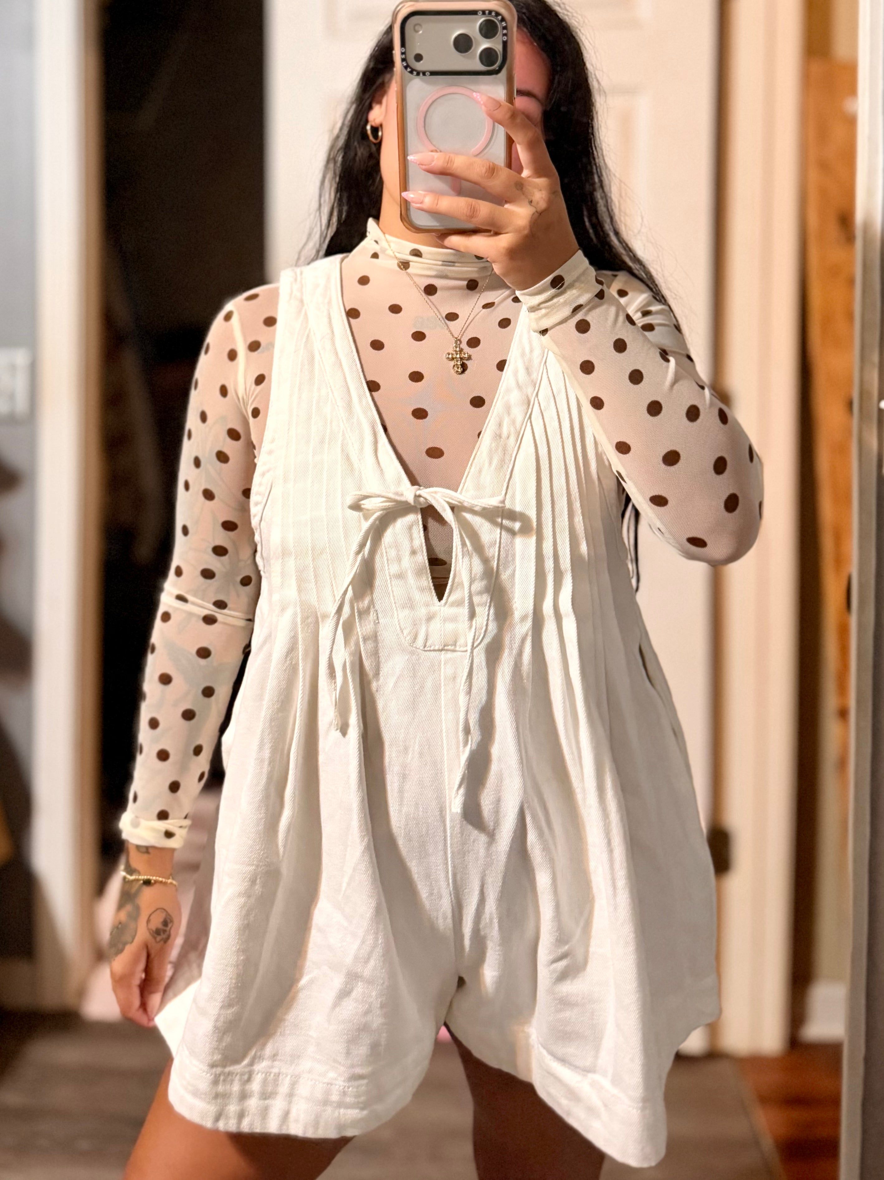 Polka Dot Mesh Layering Top