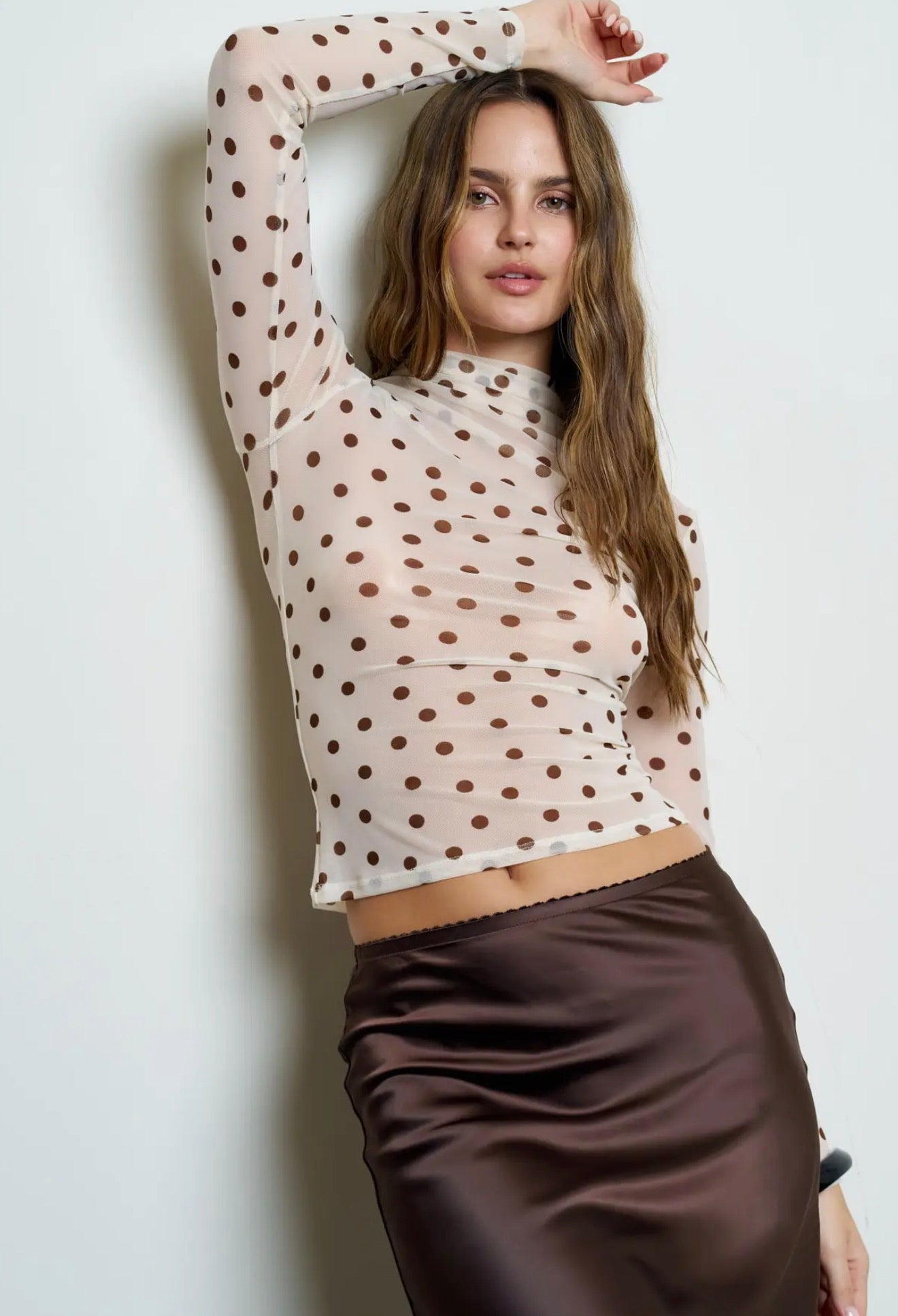 Polka Dot Mesh Layering Top