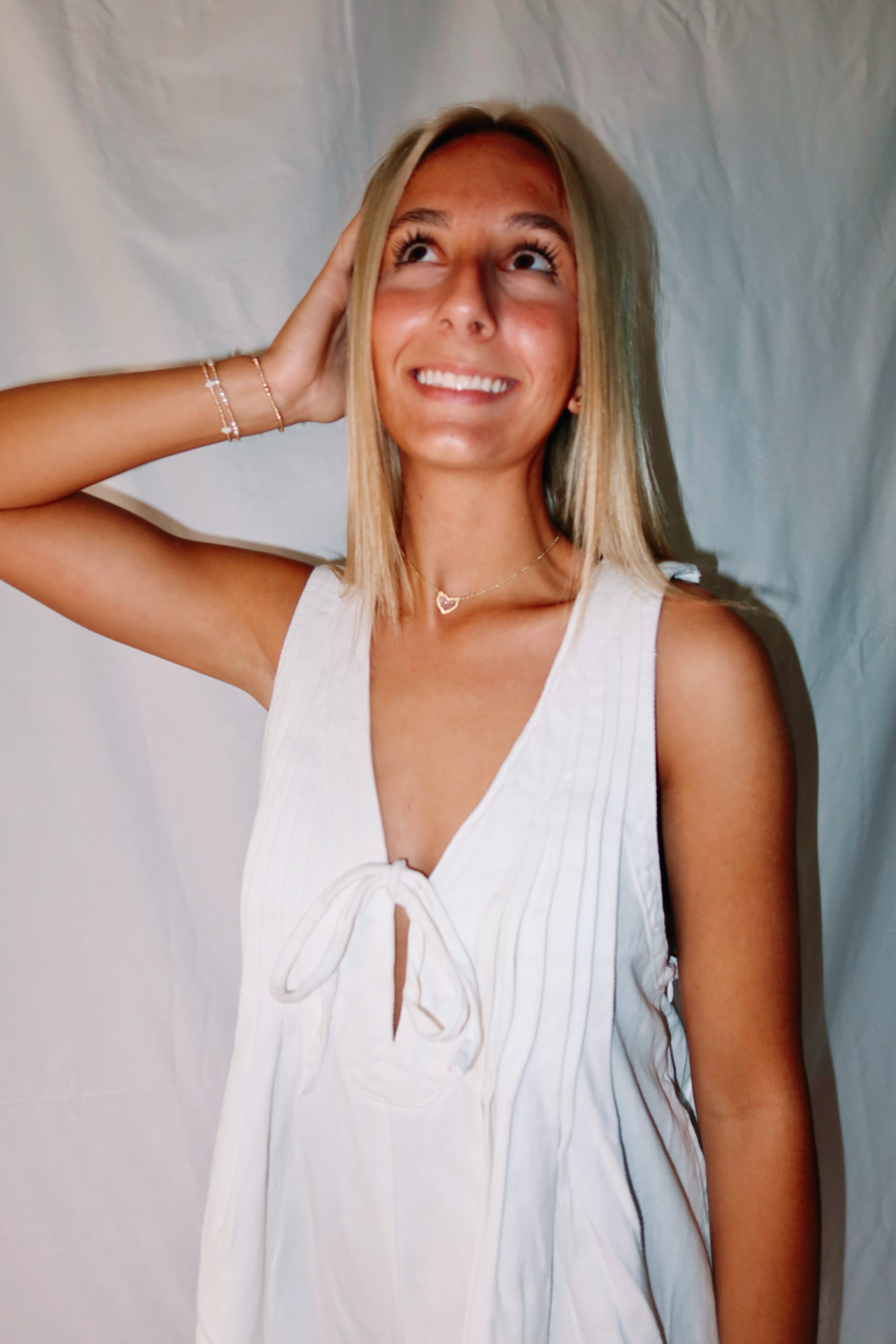Ivory Denim Romper