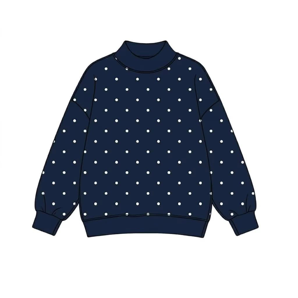 EMBROIDERED POLKA DOT MOCKNECK PREORDER