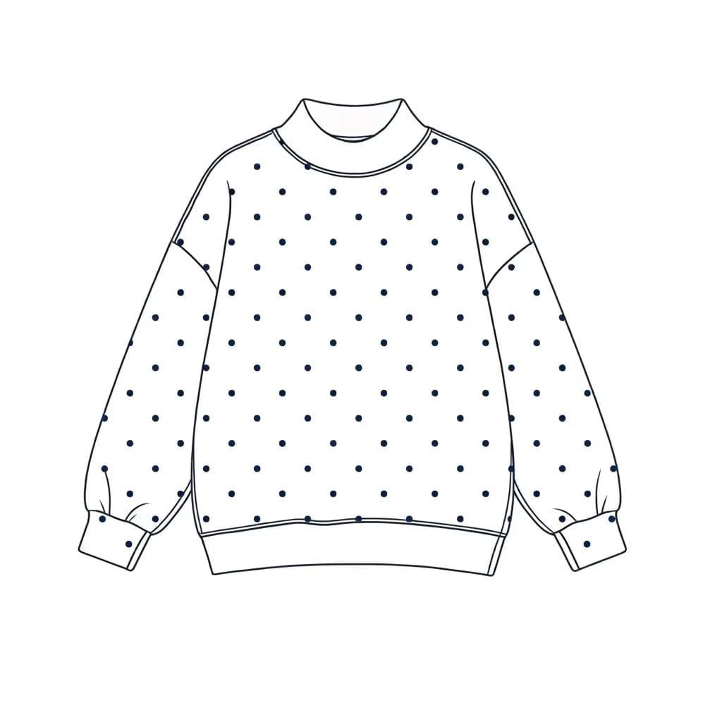 EMBROIDERED POLKA DOT MOCKNECK PREORDER